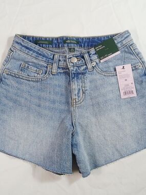 Wild Fable Women's Mid-Rise Midi Shorts size 00 Low Stretch Blue Cut-Off Denim